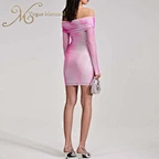 women pink rhinestone dress